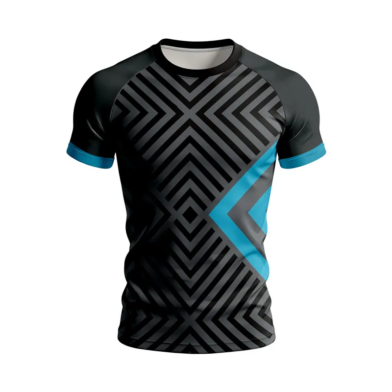 Men's Breathable High-Elasticity Tight-Fitting Sports Short Sleeve Printed fitness quick-dry top for sports wear