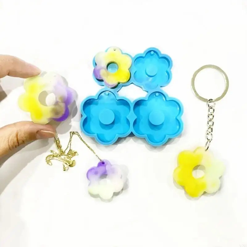 97QE Jewelry Casting Molds,Silicone Pendant Resin Molds Flower Epoxy Resin Casting Mold for Earrings Necklace Keychain Making