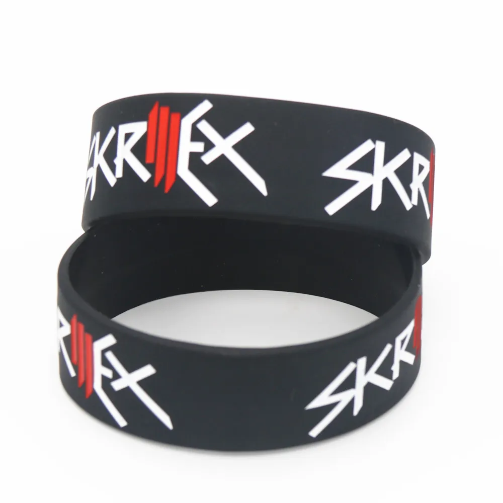 1PC Singer SKRILLEX Silicone Bracelet Debossed Filled in Colour Wide Black Music Fans Rubber Wristband Gifts SH132