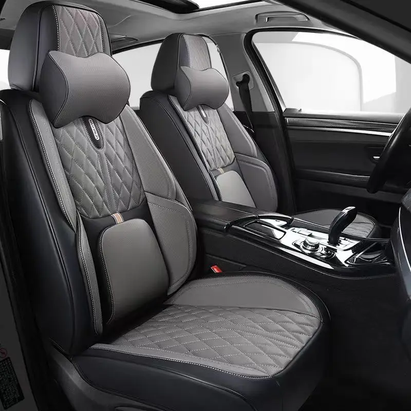 Universal Car Seat Kits Covers Durable ECO Diamond Lattice Quality Leather Seat Cover for 90% Sedan SUV 5-Seaters Car