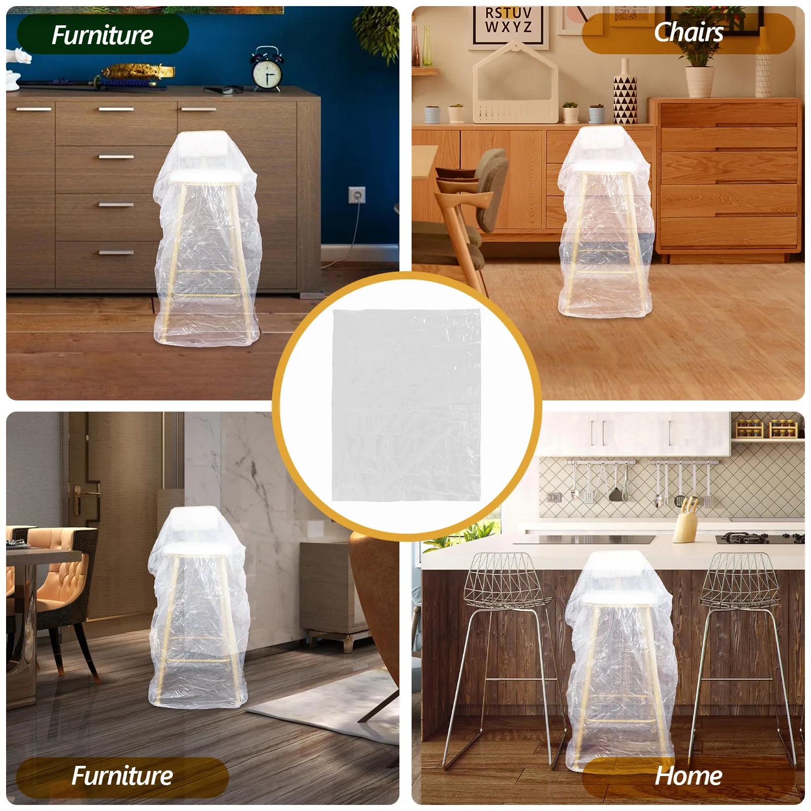 Clear PVC Chair Cover Universal Fit for Dining Chairs Recliners Armchairs Waterproof Dust Proof Furniture Protector Storage