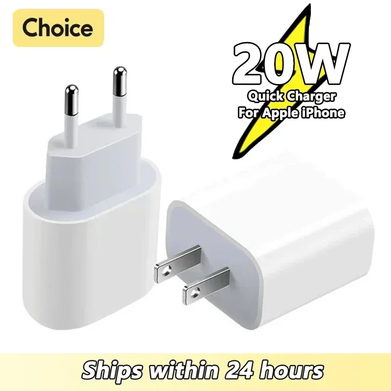 20W PD Fast Wall Charger for iPhone 15 14 Plus 11 12 13 Pro Max X XR XS 8 EU US Plug Quick Charging USB-C Power Adapter With Box