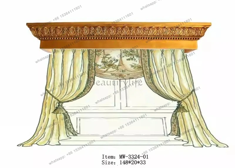1.48 meters noble atmosphere European carved French retro gold window mantle curtain head bed mantle frame