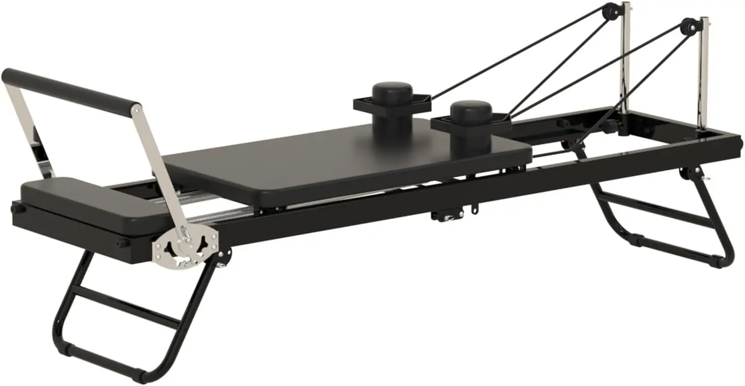 Foldable Pilates Reformer Machine for Home Gym、High Strength Alloy Springs、Steel Structure to 400 lbs Weight Capacity