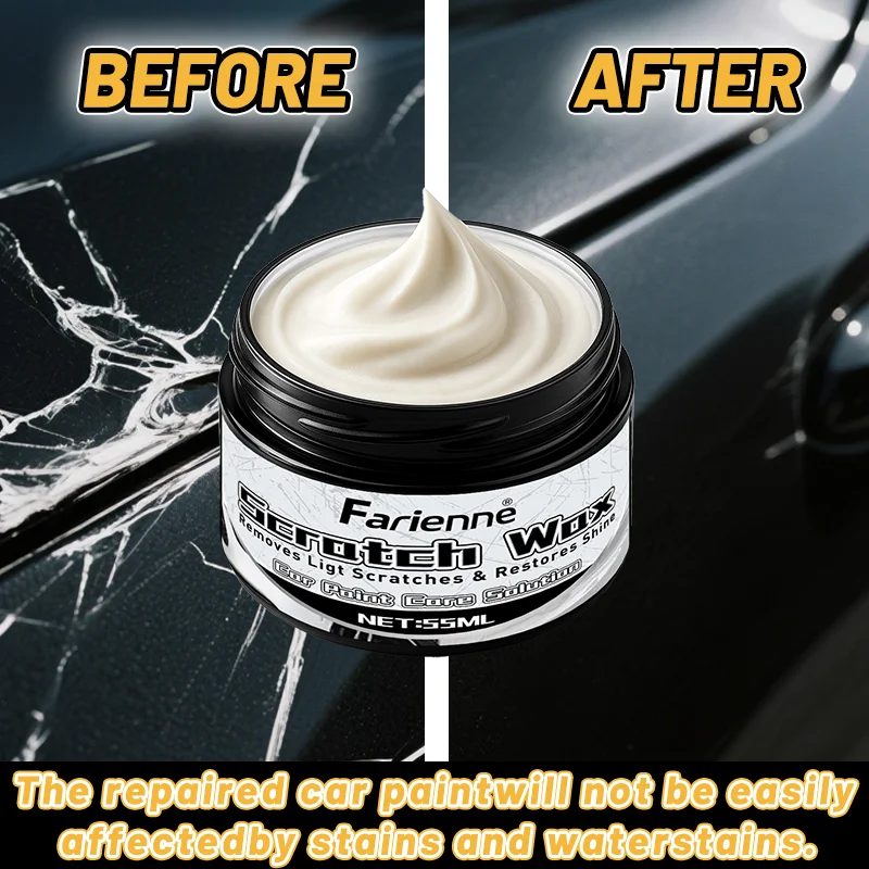 Farienne New Scratch Remover Wax 55ml - Car Paint Restorer, Instant Shine, Stain Resistant Solution, Repair Kit, Polish, Protect