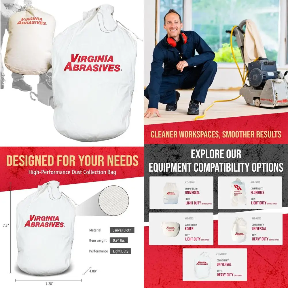 

Профессиональный мешок для сбора пыли для шлифовальной машины - прочный тканевый мешок на молнии для финишной обработки полов