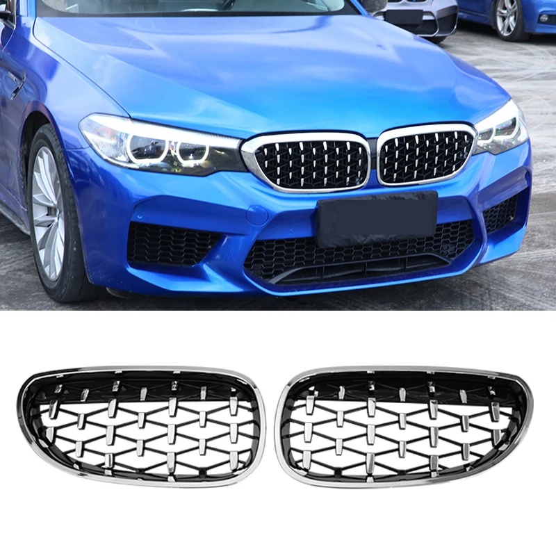 

Car Front Bumper Grilles Kidney Racing Grill For BMW E60 E61 550i 535i 2004-2009 Grille Black Silver High Quality Accessories