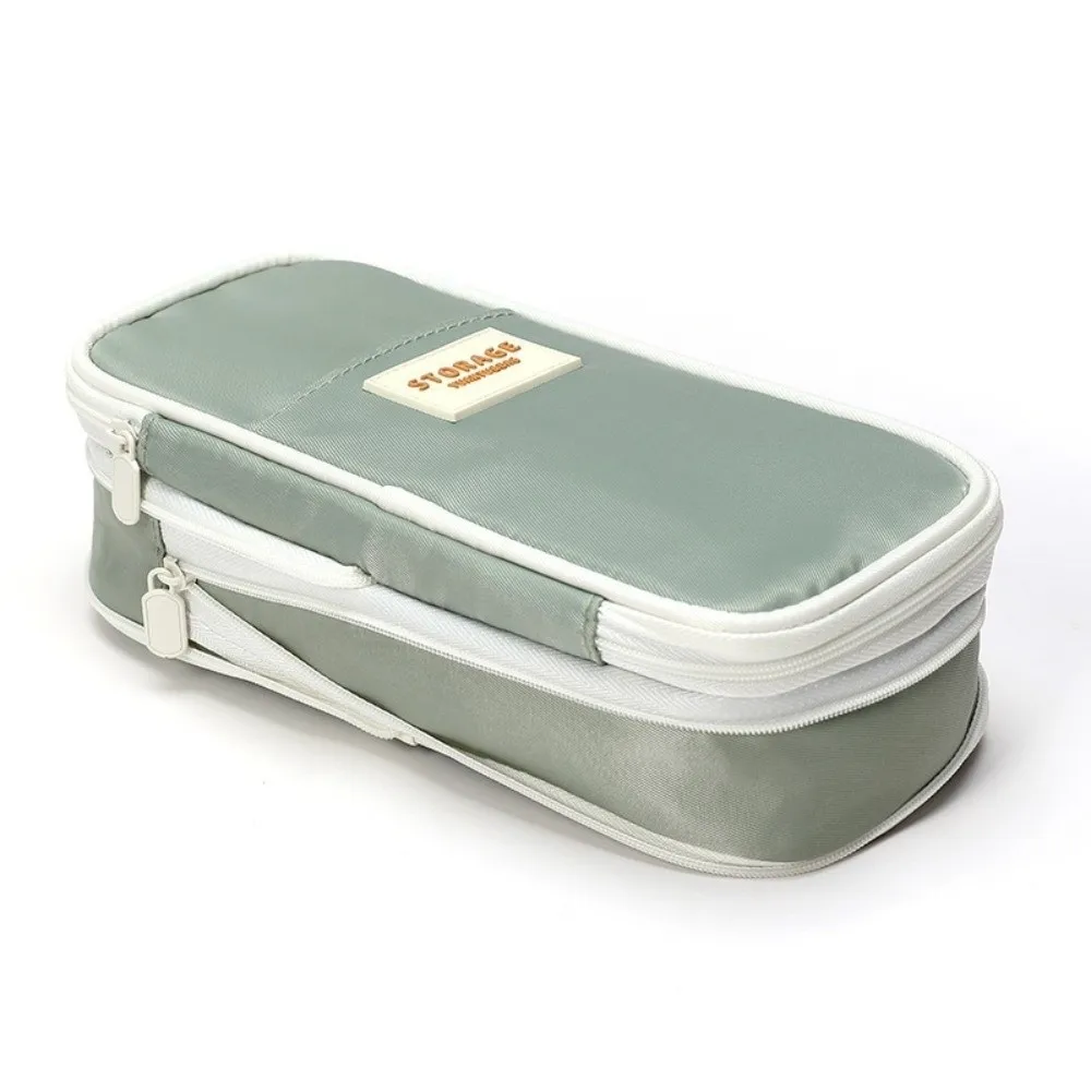 New Oxford Fabric Pencil Cases Zip Closure Large Capacity Pencil Pouch Multi-layer Foldable Pen Organizer Box School Supplies