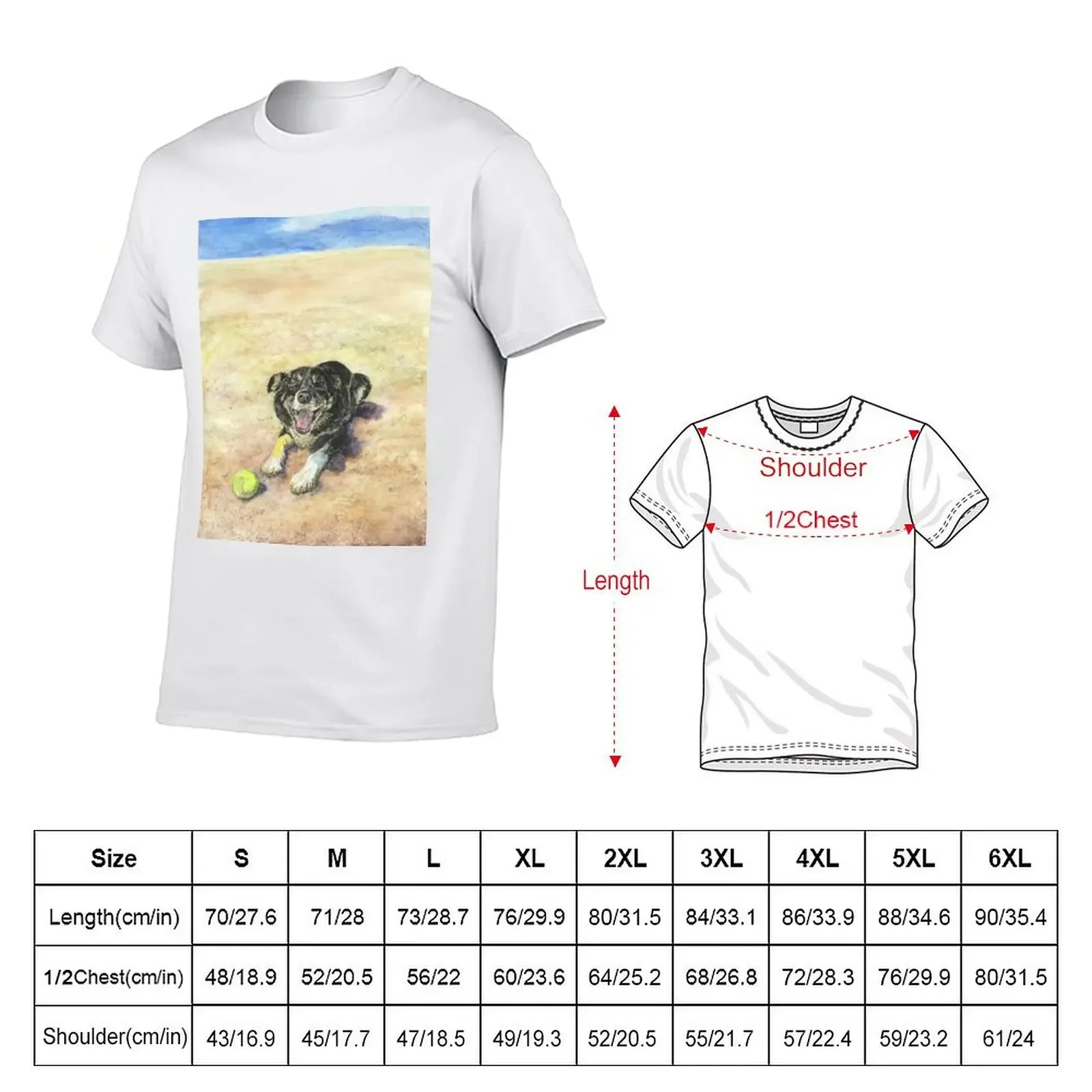 Harry the border collie is a happy dog on the beach with a tennis ball T-Shirt boys whites oversized graphic tee mens t shirts