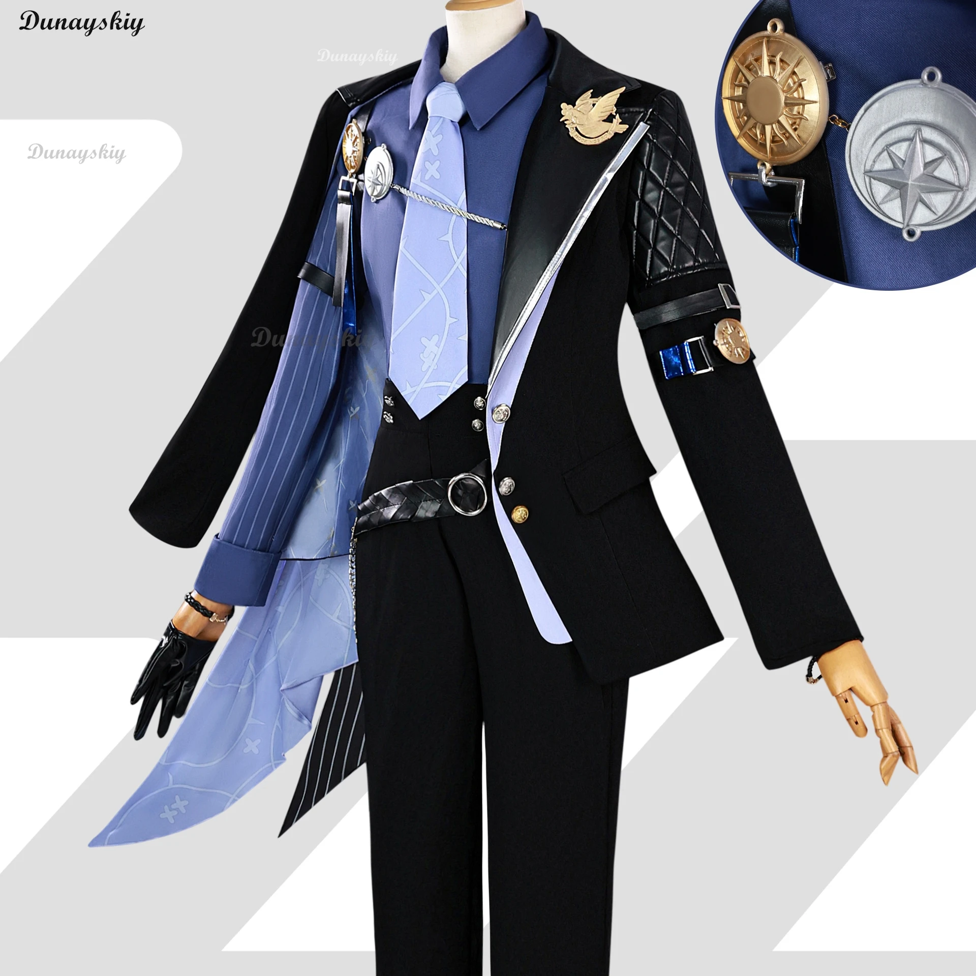 لعبة Zenless Zone Zero Hugo أزياء تنكرية قبعة الدعائم بدلة سوداء شعر مستعار Hugo لعبة موحدة مع حفلة Eridu Halloween الجديدة