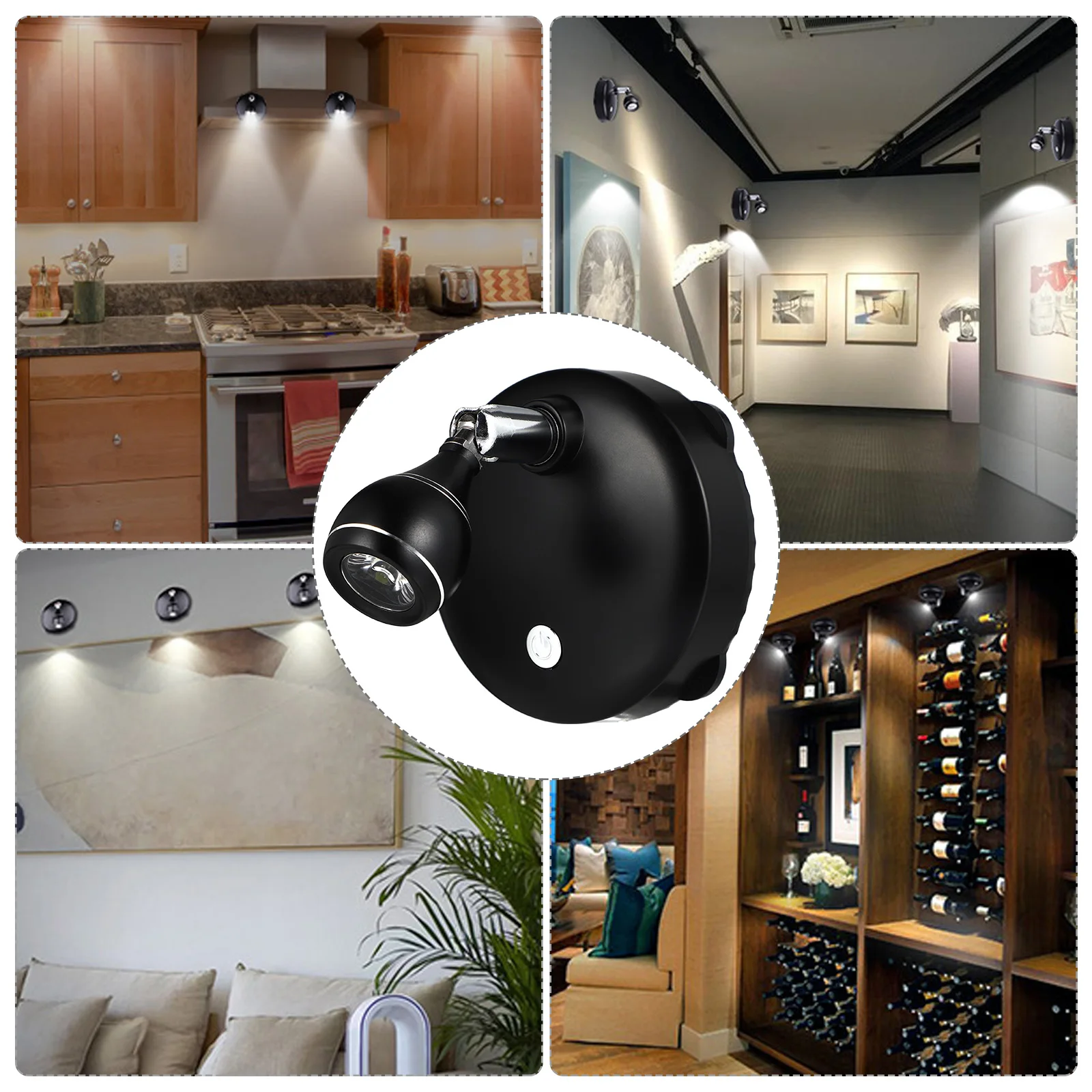 

2 Sets Controlled LED Lamp Black Abs Projection Lamp Rechargeable Projection for Gallery Display Cabinet USB Charging