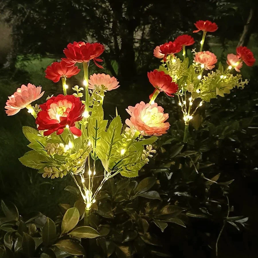 رمضان 2025 الإضاءة الشمسية في الهواء الطلق حديقة ضوء الثلوج لوتس زهرة مصباح حديقة لساحة فناء زهرة مصباح حفلة الزفاف عيد الأم