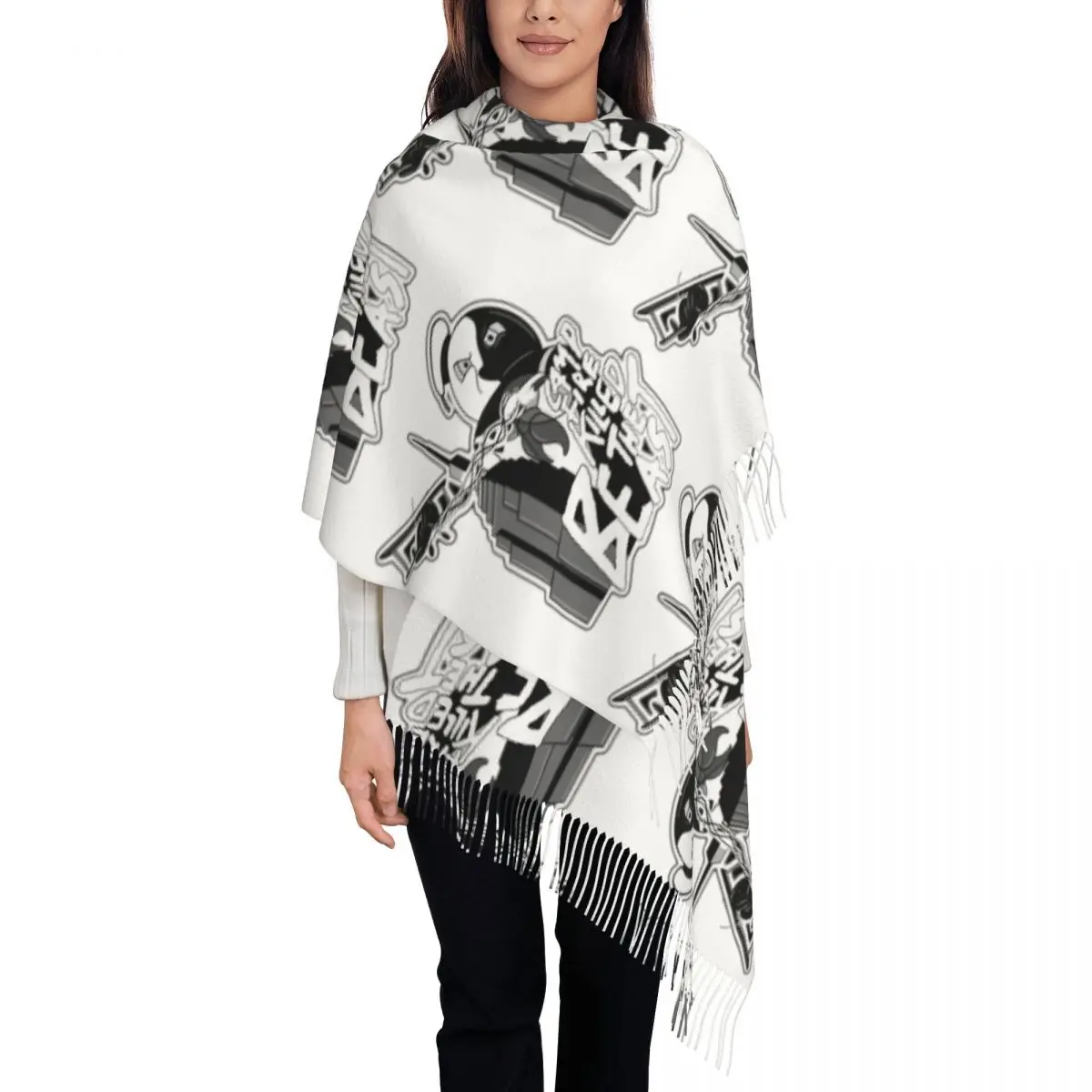 

Охотники за привидениями Stay Puft Marshmallow Man King Kong Mashup Шарф Шарфы с кисточками Женские мягкие теплые шали Осенне-зимняя шаль