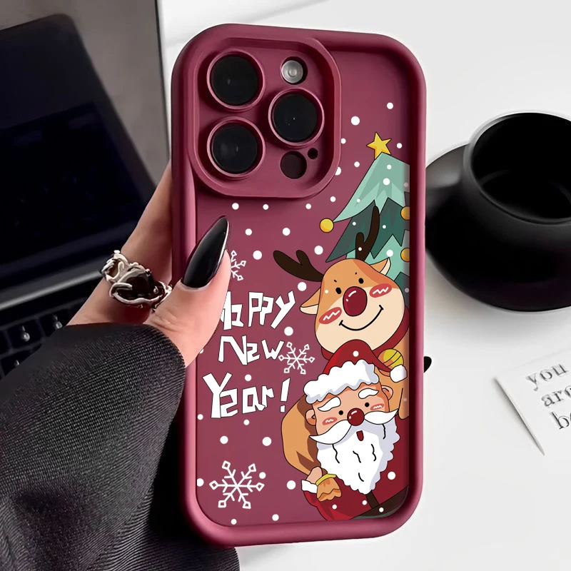 Soft TPU Case For iPhone 15 16 Pro Max 14 Plus 13 12 11 Pro Max 7 8 XR X XS SE Shockproof Christmas Pattern Silicone Phone Cover