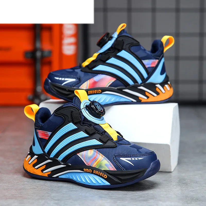 

Spring Autumn Children Sneakers High-top Quality Big Size 39 Breathable Platform Shoes Trainers Boys Button Sports Shoes Child