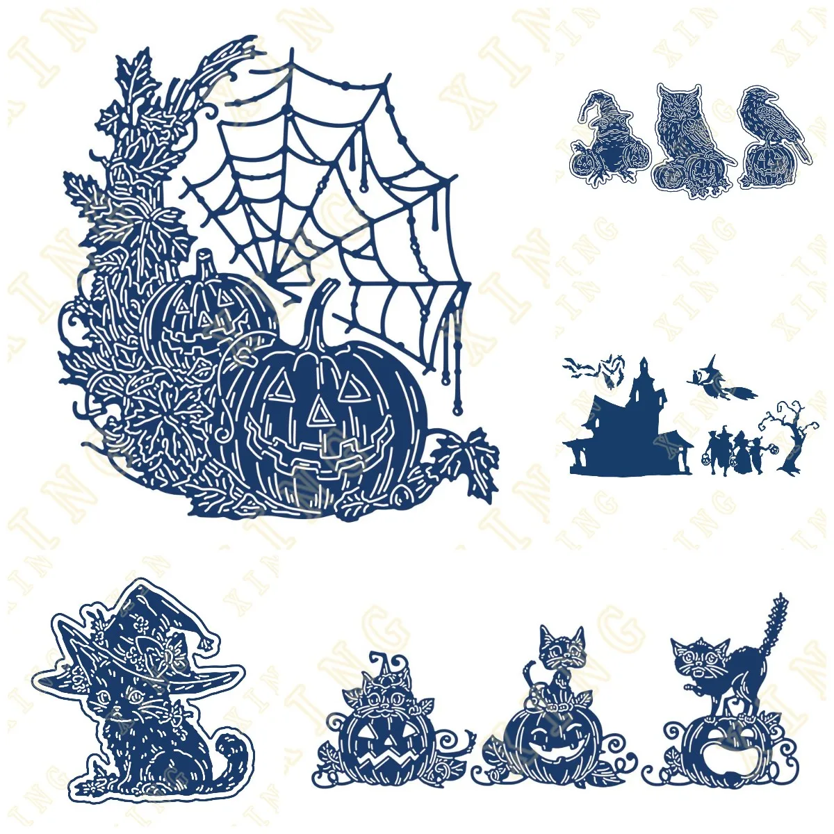 Metal Cutting Dies for DIY Scrapbooking Photo Cutting Die Paper Cards Embossing Decorative Halloween Harvest Spooky Silhouettes