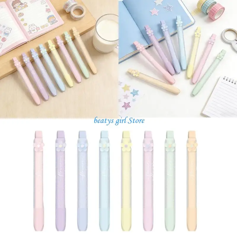 

C7AB 8 Color Glittering Retractable Highlighter Pen Chiseled Tip Colorful Marker For Journaling Highlighting Color Coding