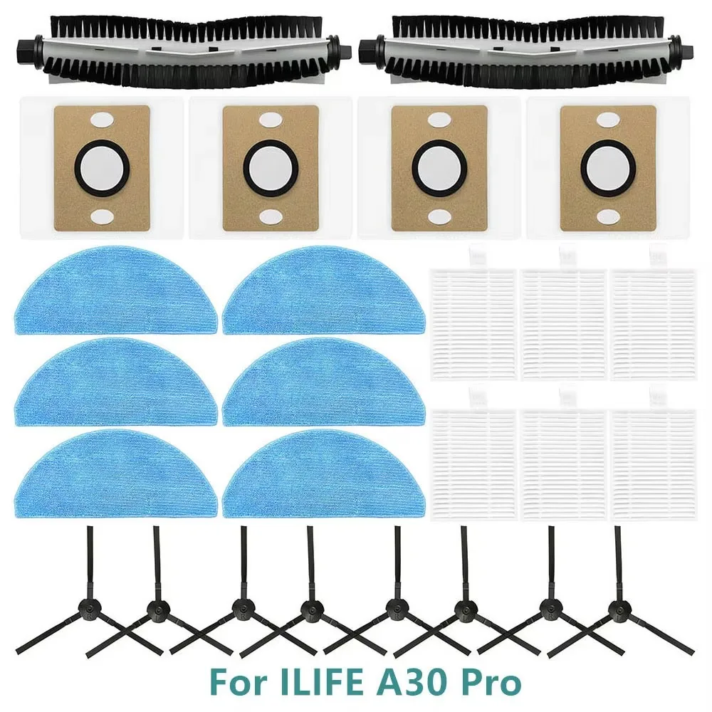 HEPA Filter Mop Cloth Dust Bag Main Roller Side Brushes For ILIFE A30 Pro Vacuum Cleaner Accessories