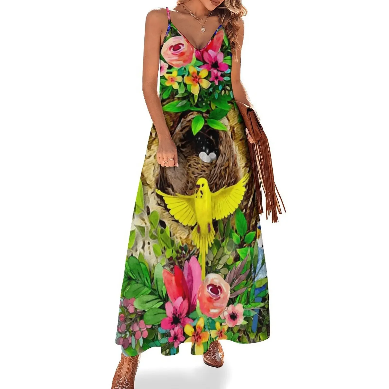 

Budgerigars aka Parakeets Nest Sleeveless Dress women's clothing trend 2025 women evening dress