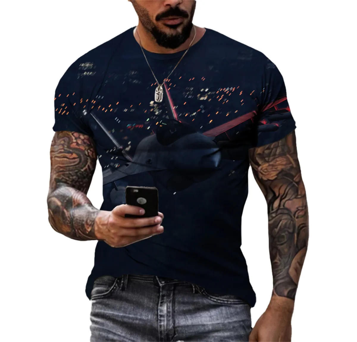 Apache Gunship New Summer Muscular Tough Guy Men\'s T-shirt Street Fashion Short Sleeve Army Fan Outdoor Quick Drying 3d Blazer