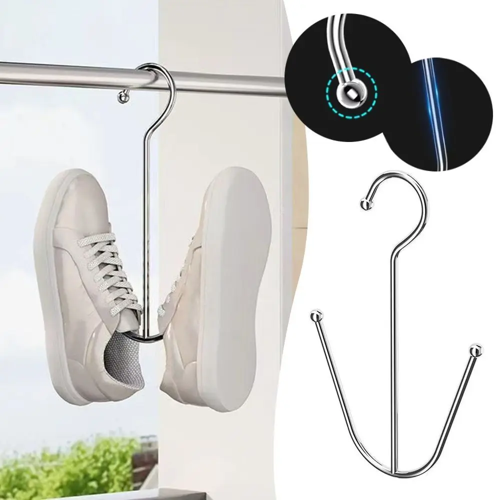 

New Stainless Steel Shoe Drying Rack Hanging Windproof Shoe Rack Space Saving Shoe Drying Artifact