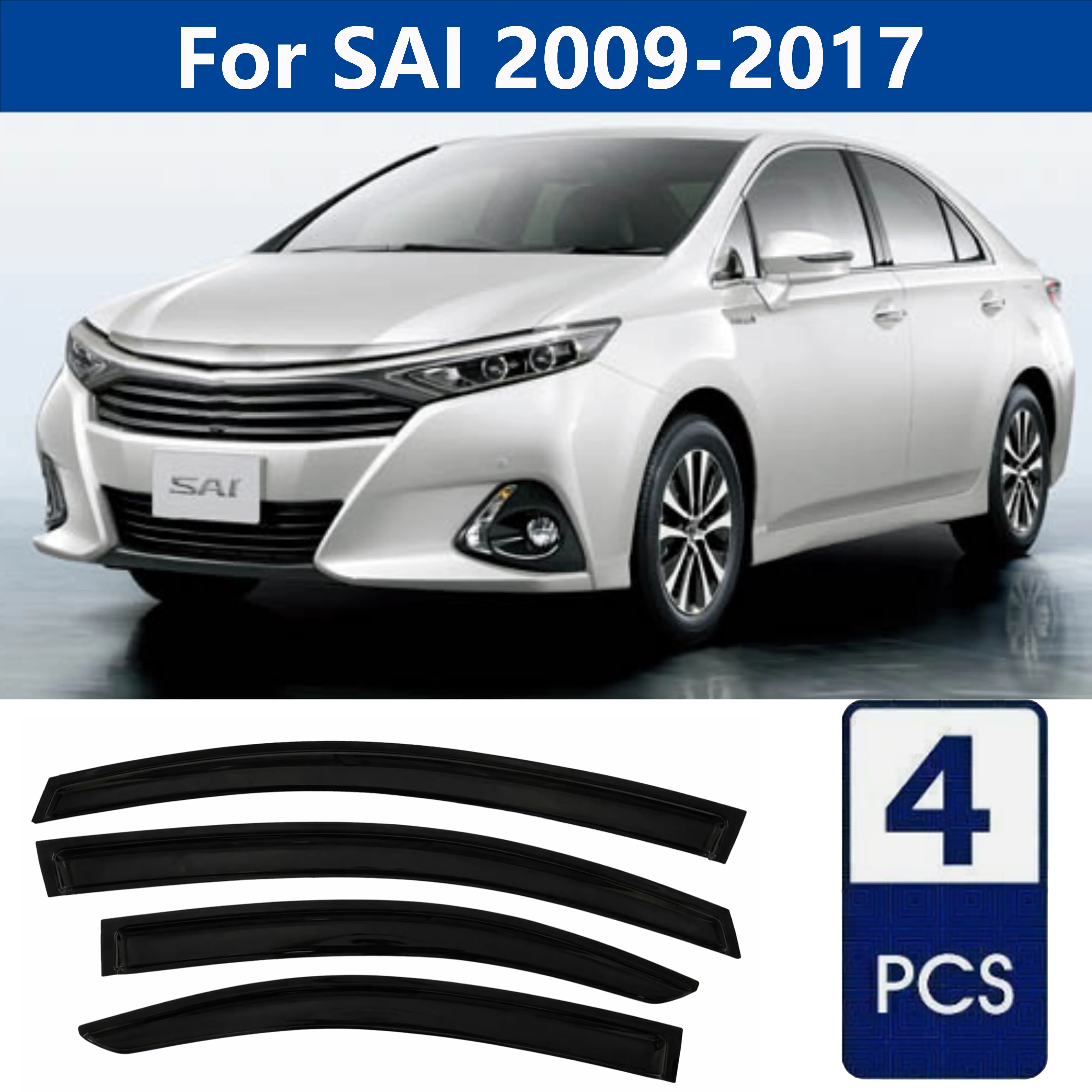 

AIBAP High-Quality 4pcs 1.8mm Car Windows Visor For Sai 2009-2017 window visors rain guards rain guard Sun Rain Visors