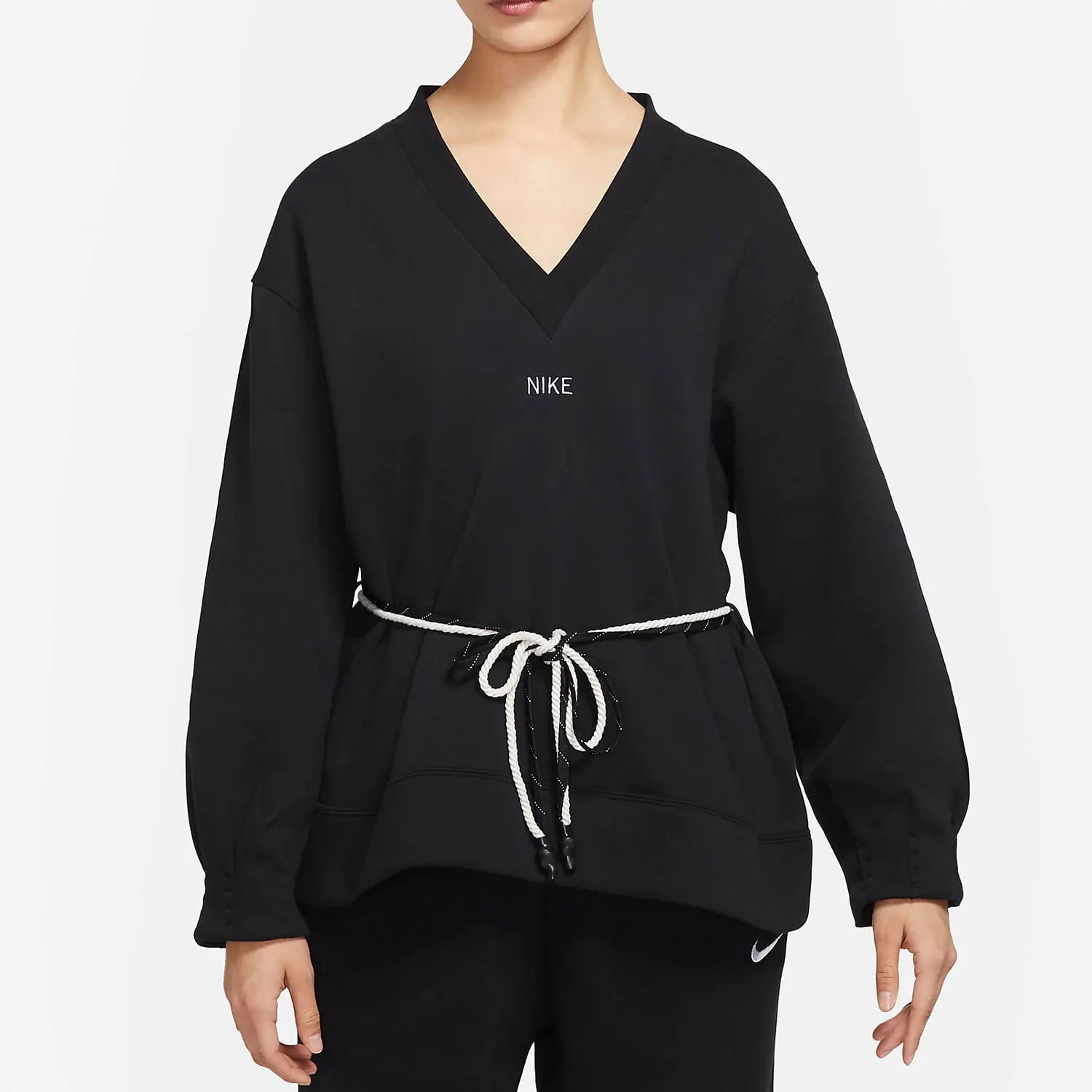 Nike genuine SPORTSWEAR women's fashionable V-neck sweatshirt pullover DM6156-010