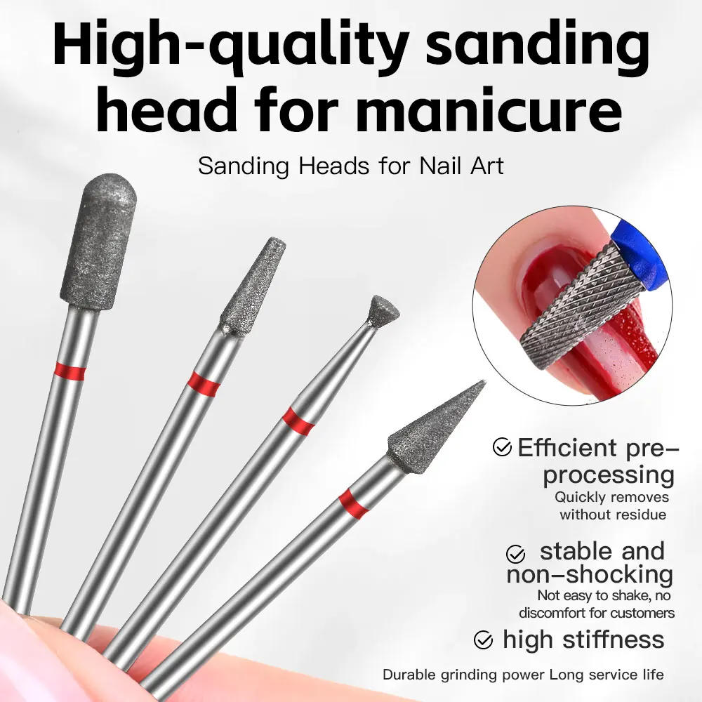 KANIU Diamond Nail Drill Bits Set Cuticle Remover Durable  Sanding Head Set Manicure Grinding Head For Electric Nail File