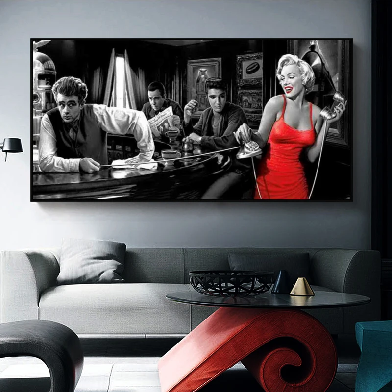 جيمس دين مارلين مونرو الفيس بريسلي شخصية أسطورية قماش اللوحة المشارك ديكور المنزل الداخلي جدارية (بدون إطار)