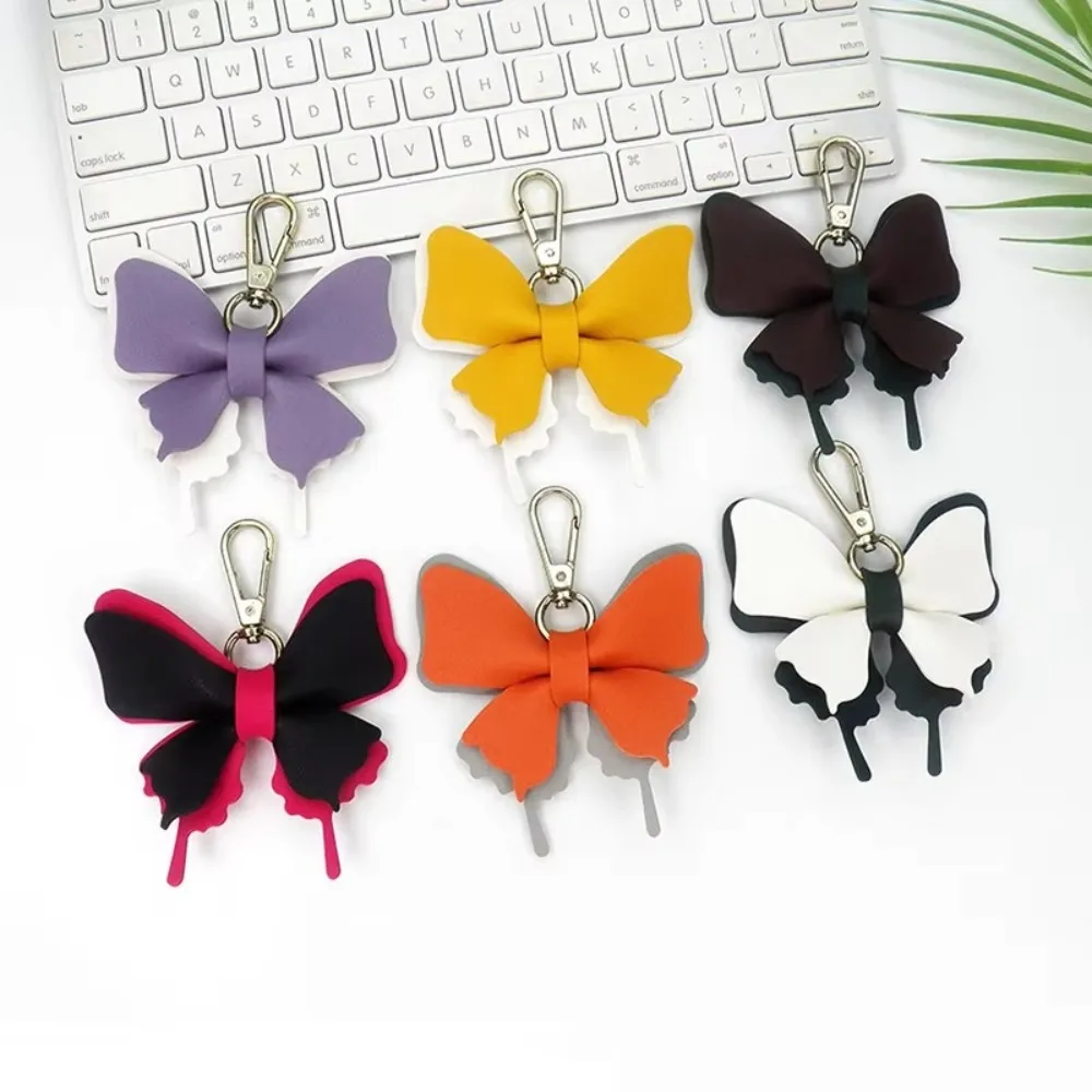 Retro Colorful Butterfly Pendant Keychains Exquisit Personalized Backpack Decoration Accessories Leather Butterfly Key Ring
