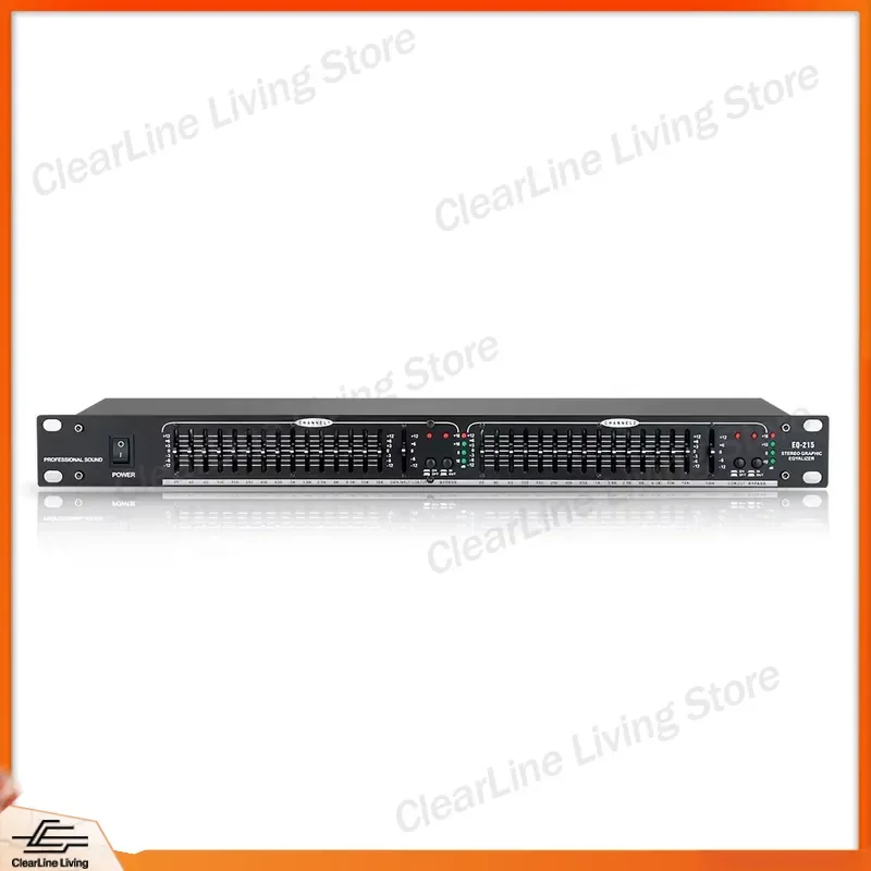 EQ215 2x15 Band Professional Audio Processor Equalizer Multi Effect DSP Adjustable High Mid Low Frequency Bands for Stage