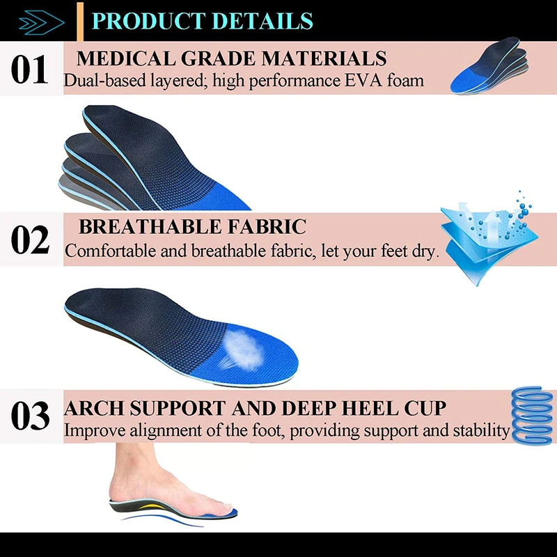 1 Paar Unisex-Einlegesohlen für Overpronation, Plantarfasziitis und Plattfüße – Verbessern Sie Ihren Geh- und Laufkomfort! – Detail 6