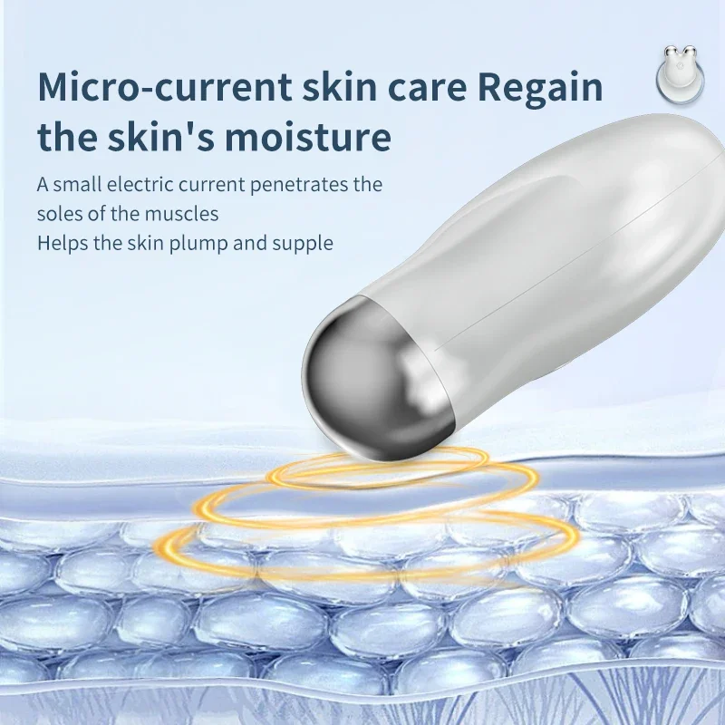 EMS ลูกกลิ้งนวดหน้า Microcurrent Face Lifting V-Face Roller เครื่องนวดฟื้นฟูผิว Anti-Wrinkle Beauty Care