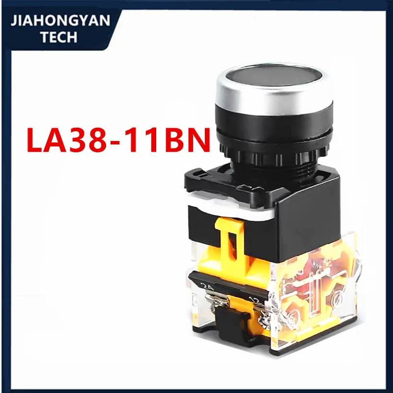 1PCS Push button switch LA38-11BN Power supply with self-locking round start stop self-reset point press type 22MM