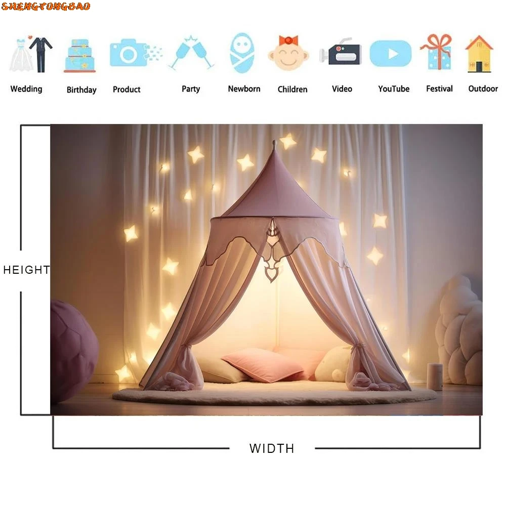 Фон для фотосъемки с богемными цветами, походная палатка для девочек, день рождения, вечеринка, торт, портретный декор, фон для фотостудии