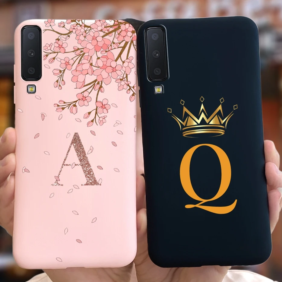 For Samsung Galaxy A7 2018 Case SM-A750F Cute Crown Letters Cover Silicone Soft TPU Phone Case For Samsung A7 2018 A750F Bumper