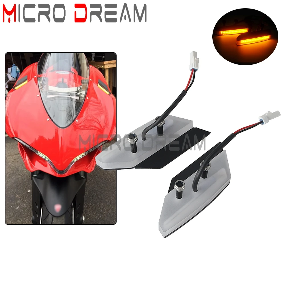 

For Ducati 959 1299 Panigale Motorcycle Mirror Block Off LED Turn Signal Indicator Light Front Fairing LED Blinker Lights Amber