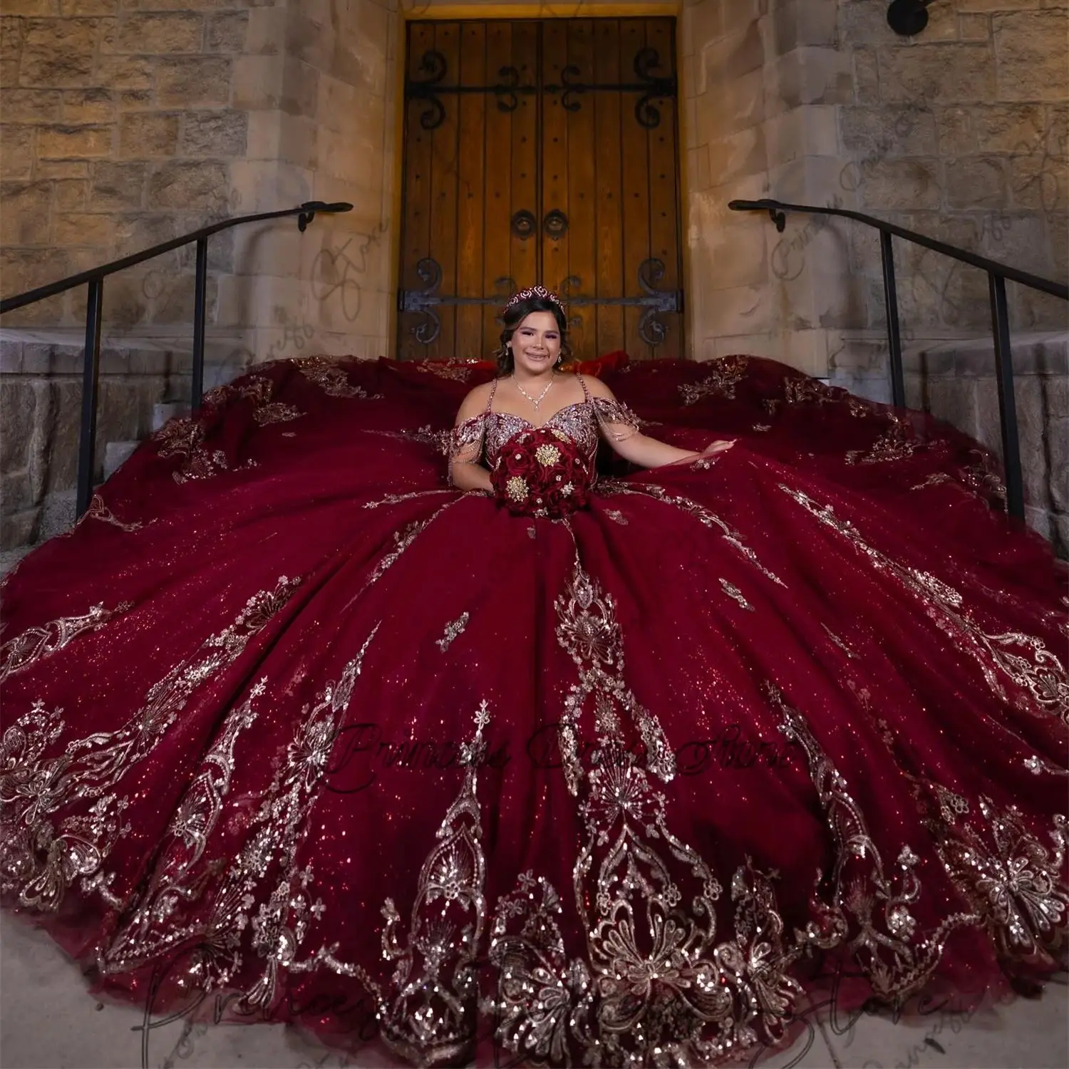 

Elegant Tulle Quinceanera Dress Bead Crystal Ball Gown Appliques Sweet 16 Birthday Dress Vestidos De 15 Años Customized