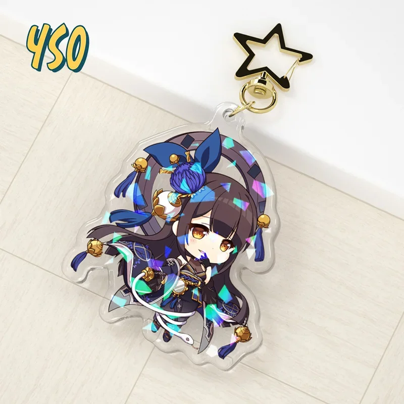 YSO Fashion Anime Custom Holographic Epoxy Cartoon Clear Acrylic Photo Customized Anime Charms Hologram Personalized Keychains