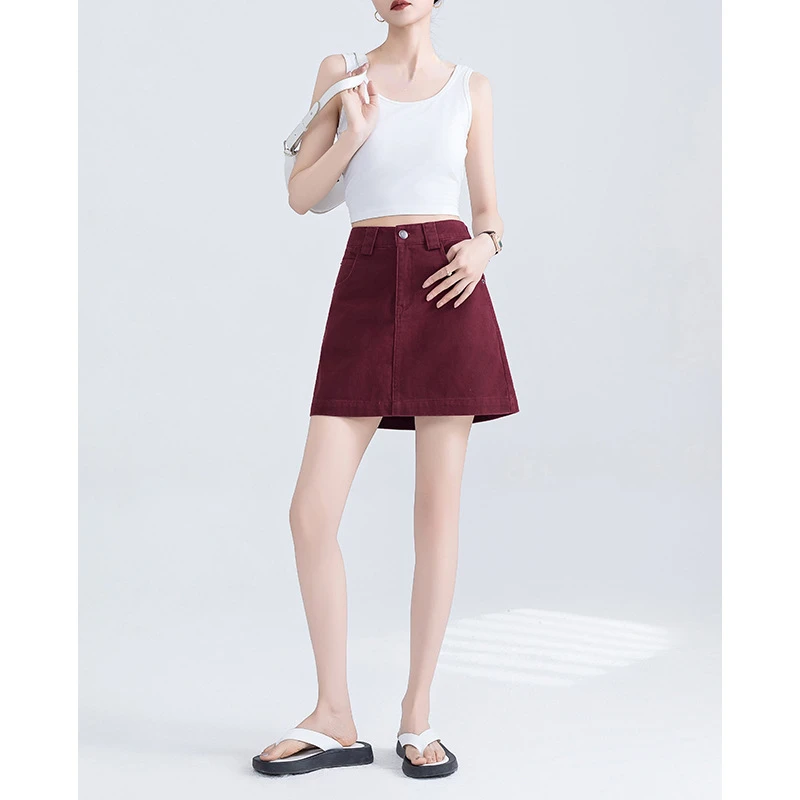 

Retro Spicy Girl Shining Cowboy Short Skirt for Women's 2024 Summer New Short Stature Fashion Slimming Versatile A-line Skirt