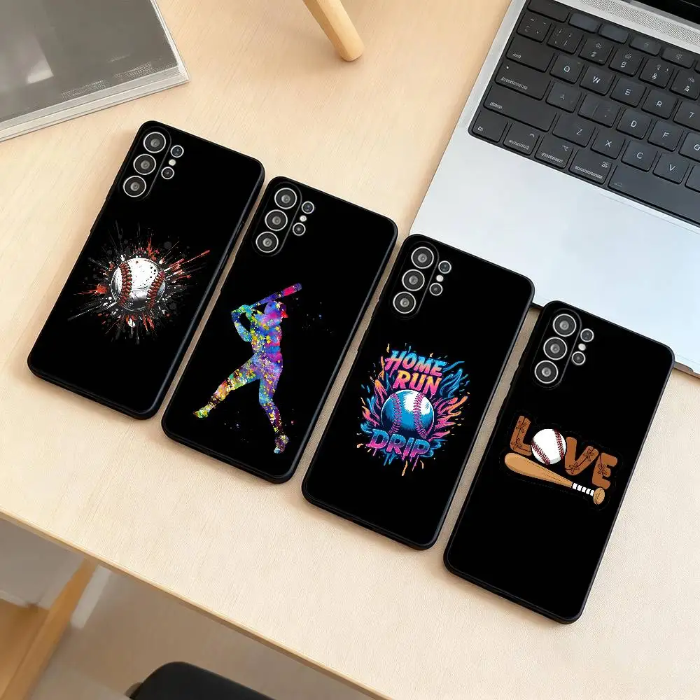 Baseball Graffiti Painting  Phone Case Black Silicone Soft For Samsung S25,S24,S21,S22,S23,S30,Ultra,S20,Plus,Fe,Lite
