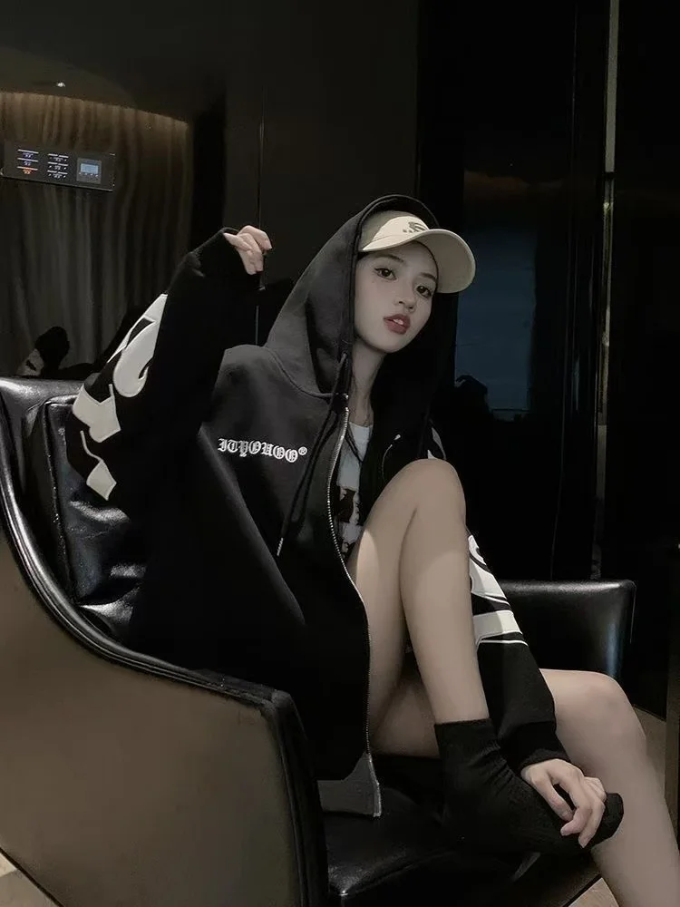 هذا العام الجديد الخريف والشتاء المد العلامة التجارية إلكتروني الأزياء مقنعين زوجين هوديي كبار تصميم الشعور معطف فضفاض كبير الحجم #2