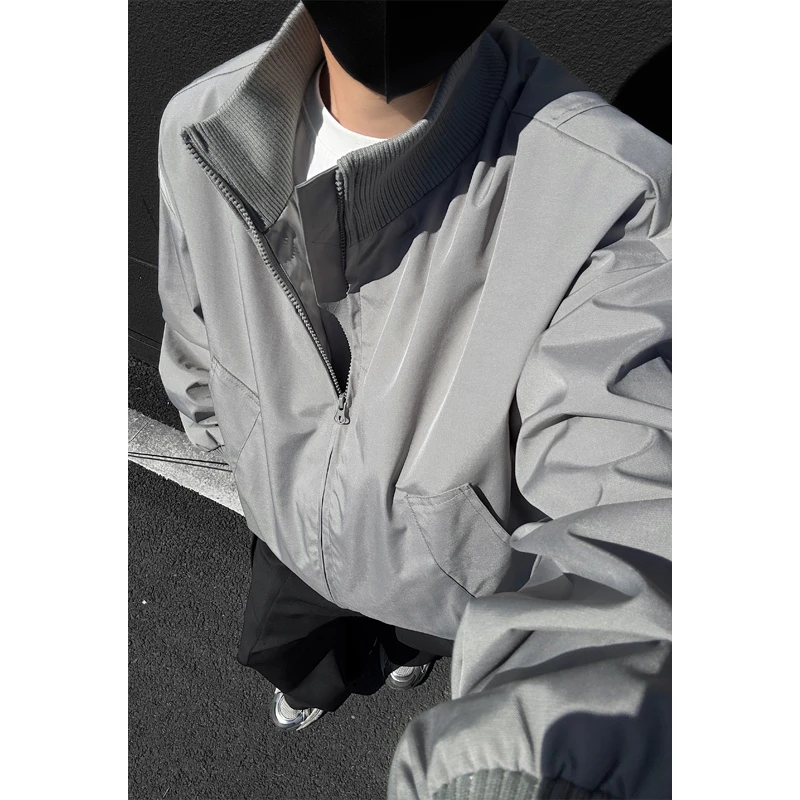 Autumn Jacket Men Fashion Casual Black Jackets Men Japanese Streetwear Hip-hop Loose Bomber Jacket Mens Short Coat M-3XL
