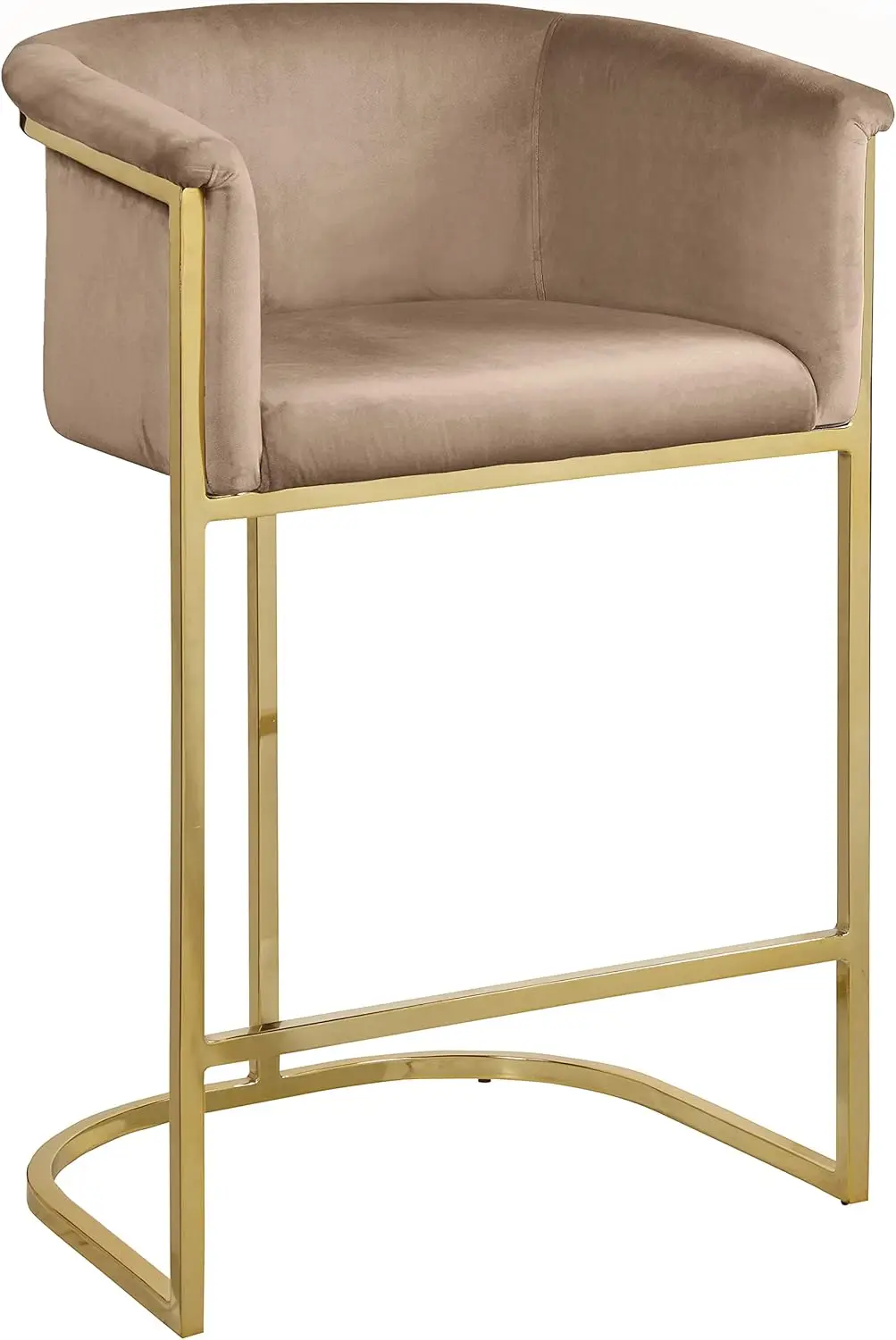 Meridian Furniture Donatella Collection Modern | Contemporary Velvet Upholstered Counter Height Stool With Durable Steel Base