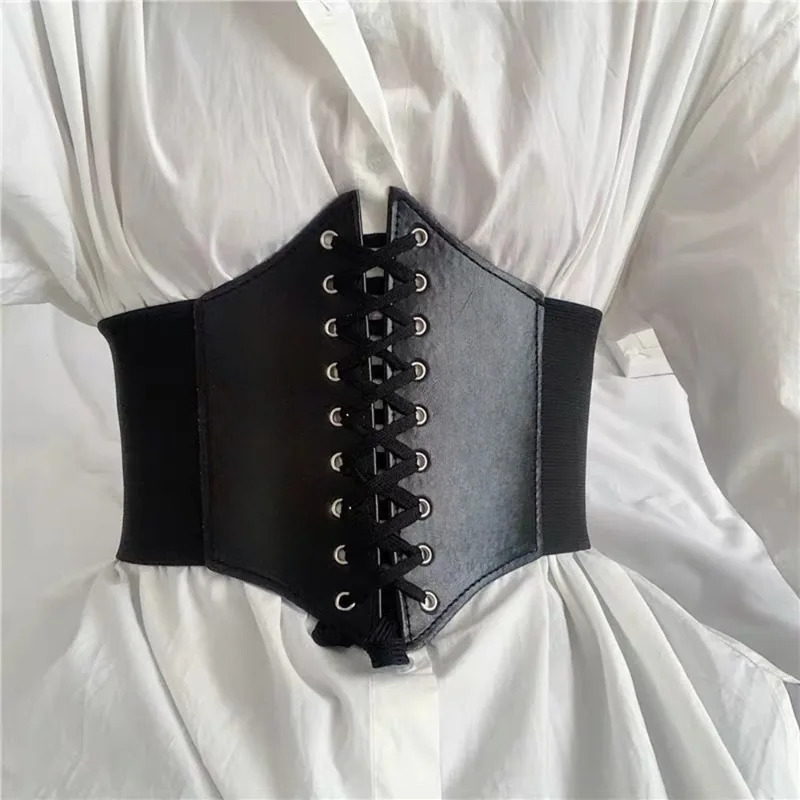 Fashion Corset Wide Belts Faux Leather Slimming Body Shaping Girdle Belt for Women Elastic Tight High Waist for Daily Wear