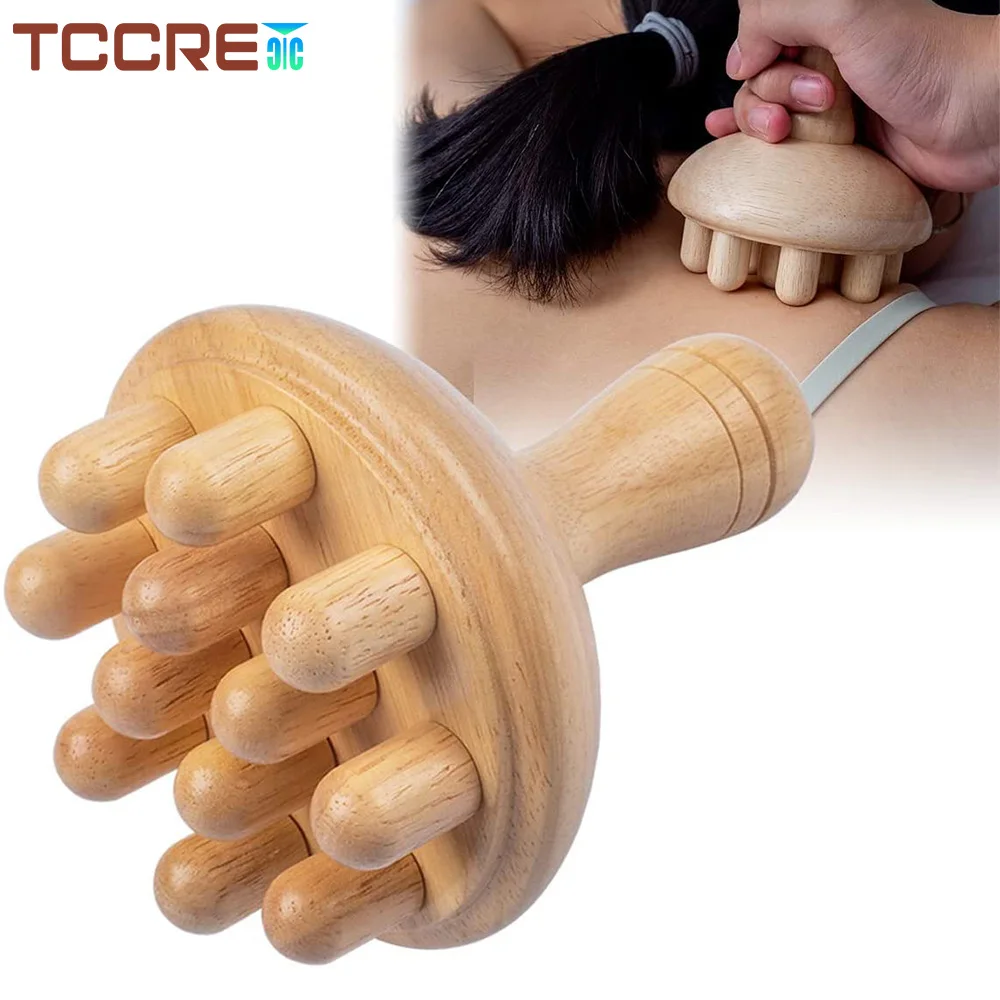 1Pcs Wooden Mushroom Massager Body Wood Therapy Massage Tool, Anti Cellulite,MaderoterapiaLymphatic Drainage,Muscle Pain Relief