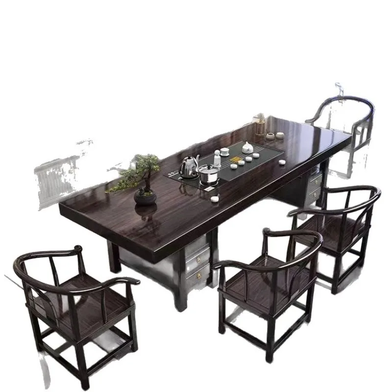 

New Chinese-style solid wood large board table and chair combination home coffee table office