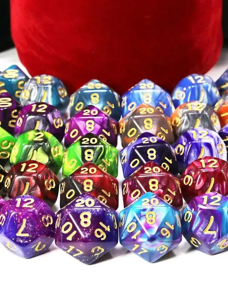 Zestaw Kości do Gry D&D, Kości do Gier Fabularnych, Kości Mieszane Kolory, Zestaw Kości z Woreczkiem, 9 Różnych Stylów, Idealne do Przenośnych Gier RPG TRPG — zdjęcie 2