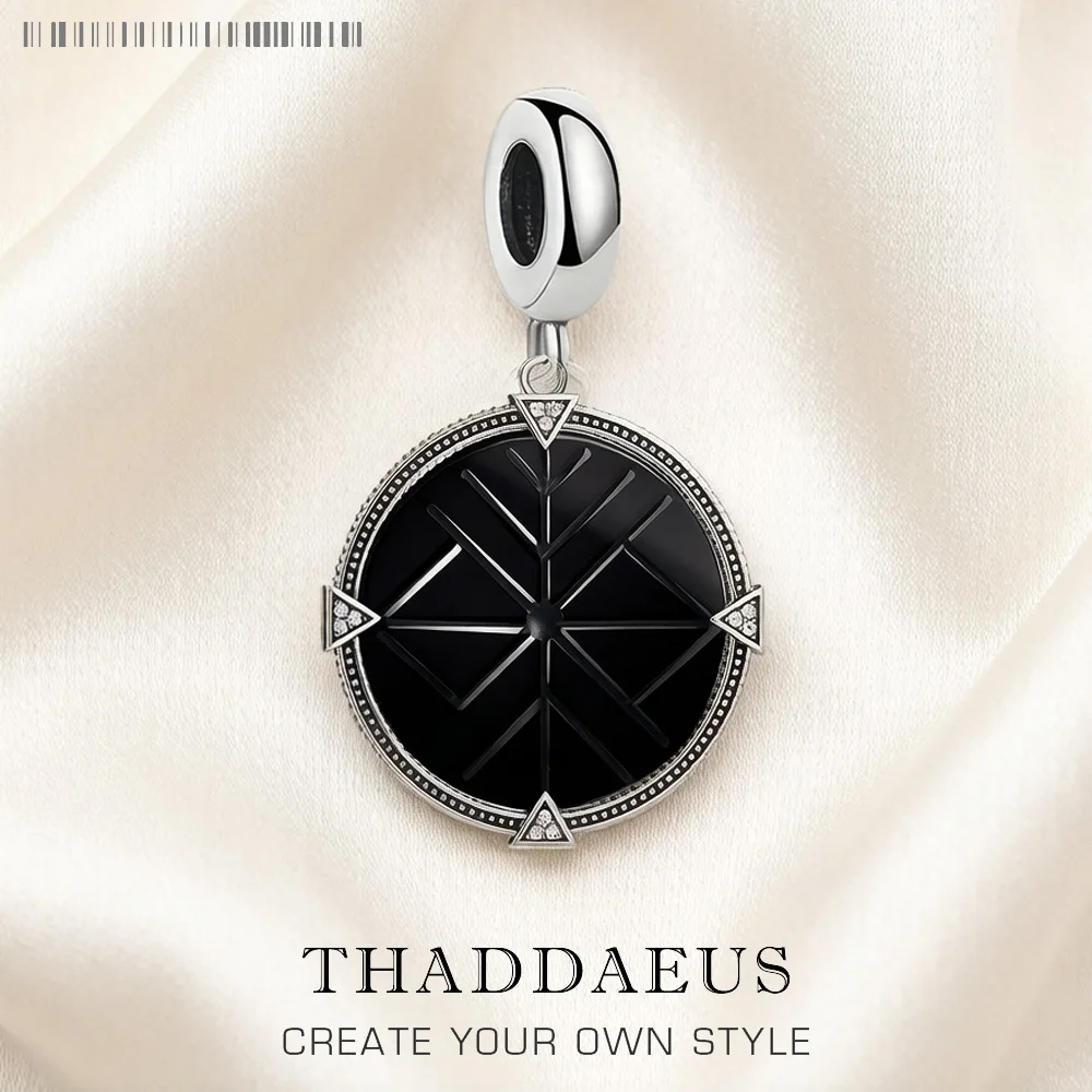 

Black Round Stone Pendant Dangle Charm 925 Sterling Silver Fine Jewelry Vintage Gift For Women Men