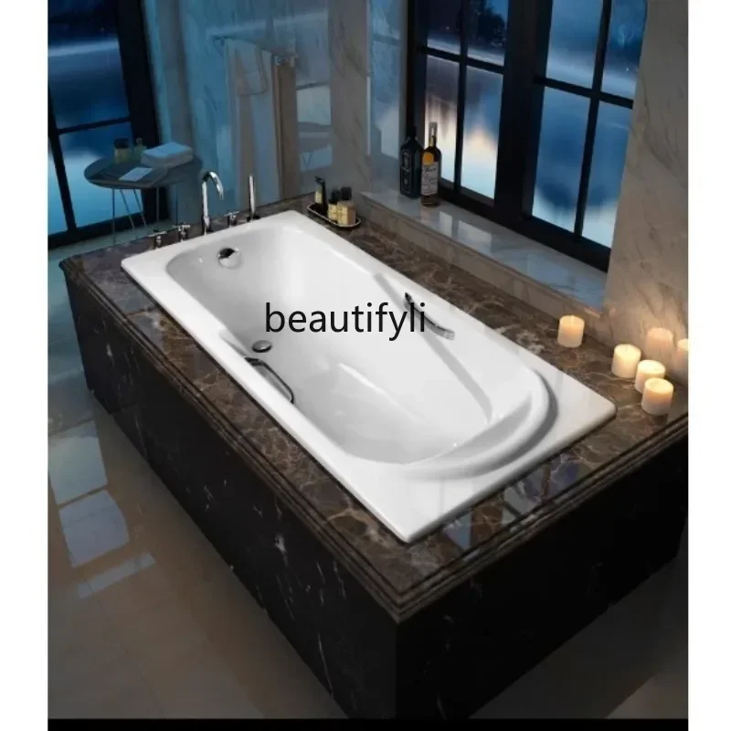 Cast iron enamel bathtub embedded 14-1.8 meters widened and deepened household small apartment bathroom large bath D1089
